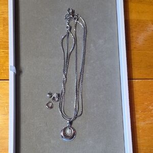 Lia Sophia Silver Necklace and Earring Set